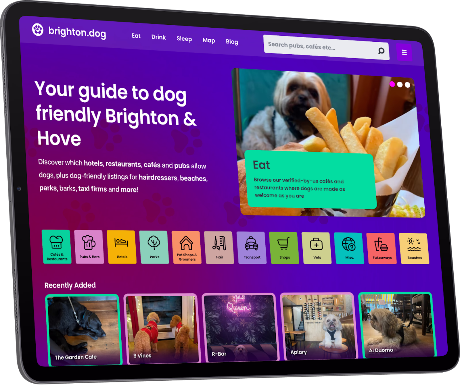 Tablet showing a home services website